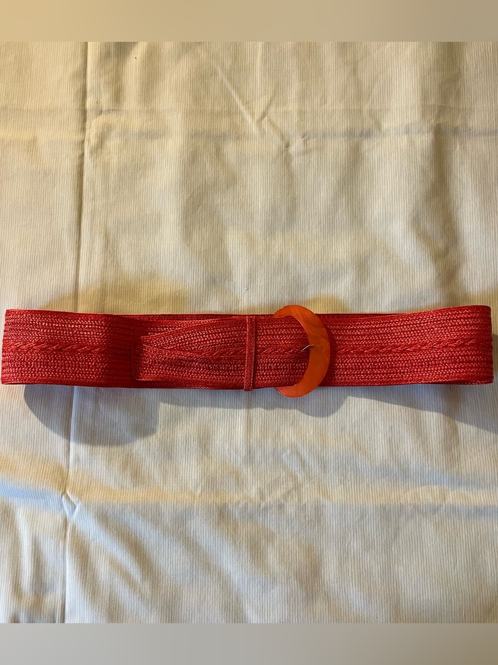 Vintage 80’s 90’s Straw Woven Belt with Circular Acrylic Buckle